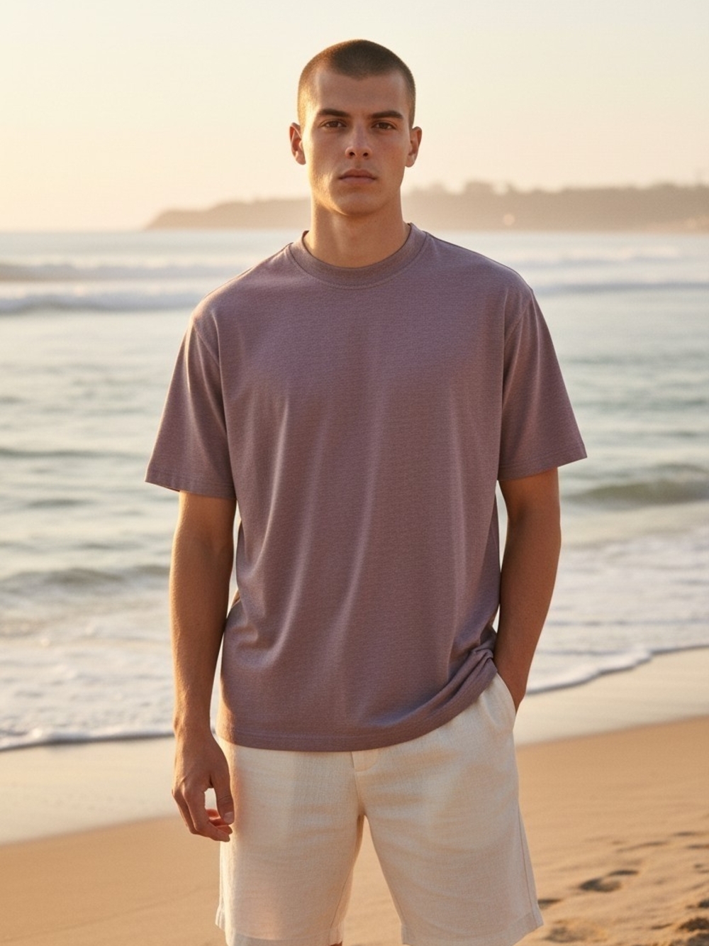 C&A Size L Mauve Men's Relaxed Crewneck T-Shirt